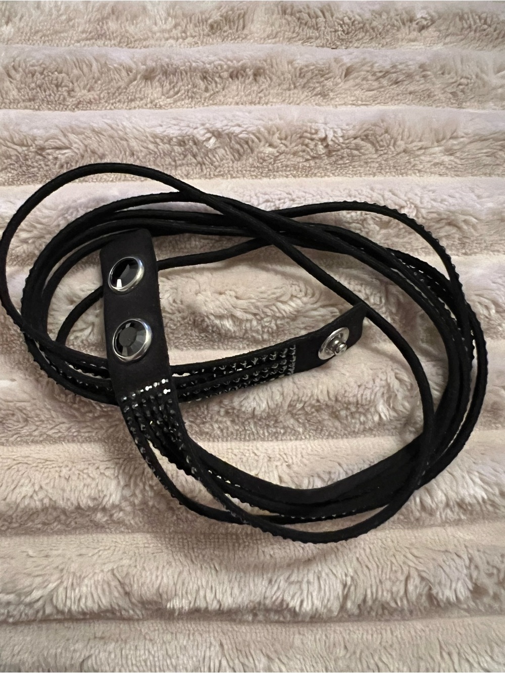 Swarovski Black Multi-Strand Wrap Bracelet with Stud Accents